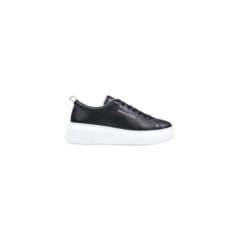 Armani Exchange Black Leather Low Top Women's Sneakers